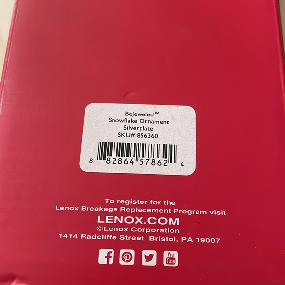 NIB Lenox Bejeweled Silverplate Snowflake Ornament Rhinestone Christmas Holiday - Picture 6 of 6